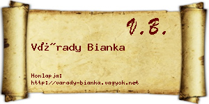 Várady Bianka névjegykártya